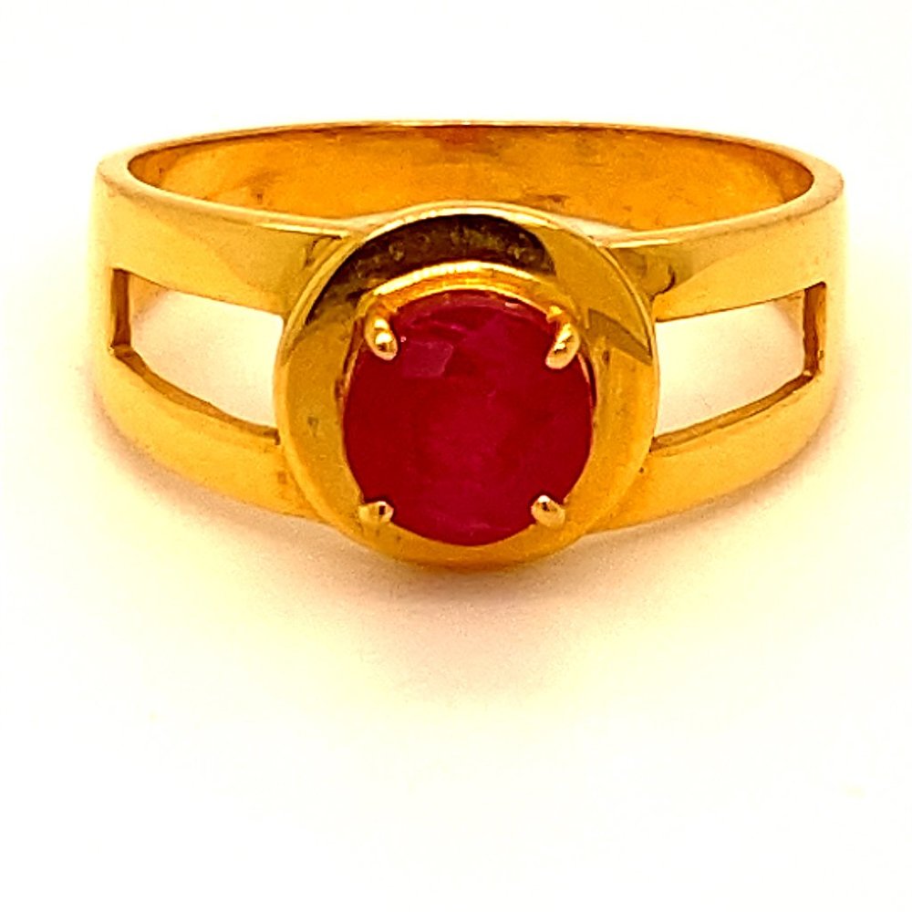 GIA Burmese Ruby 1.38ct Solid 21K Yellow Gold Ring